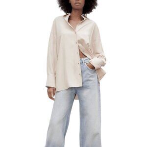 Zara Women's Oversized Lapel Collar Oxford Shirt